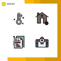 4 Thematic Vector Filledline Flat Colors and Editable Symbols of cold a buildings hot knowledge Editable Vector Design Elements