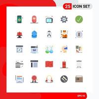 Pictogram Set of 25 Simple Flat Colors of multimedia media tv success energy Editable Vector Design Elements