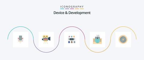 Device And Development Flat 5 Icon Pack Including dvd. education. algorithm. hardware. mouse vector