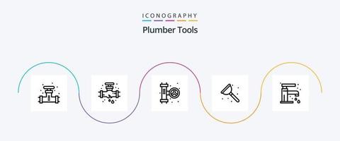 fontanero línea 5 5 icono paquete incluso baño. reparar. plomería. plomero. sistema vector