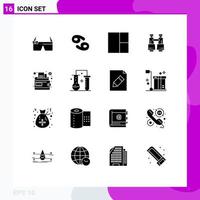 Set of 16 Modern UI Icons Symbols Signs for chemical science money grid cash search Editable Vector Design Elements