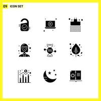 Set of 9 Modern UI Icons Symbols Signs for bone healthcare bathroom adn female student Editable Vector Design Elements