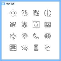 Universal Icon Symbols Group of 16 Modern Outlines of holder heart play love technology Editable Vector Design Elements