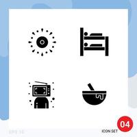 User Interface Pack of 4 Basic Solid Glyphs of celebration click holiday bunk online Editable Vector Design Elements