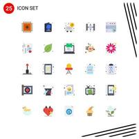 25 Thematic Vector Flat Colors and Editable Symbols of file digital movie time database Editable Vector Design Elements