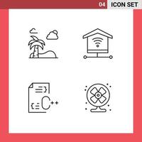 Pack of 4 creative Filledline Flat Colors of beach develop spring signal file Editable Vector Design Elements