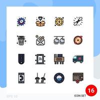 16 Universal Flat Color Filled Lines Set for Web and Mobile Applications basket hyperlink currency chain link Editable Creative Vector Design Elements