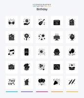 Creative Birthday 25 Glyph Solid Black icon pack  Such As birthday. date. acoustic. calendar. musical vector