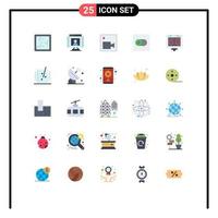 Pack of 25 Modern Flat Colors Signs and Symbols for Web Print Media such as scoring competition cam toggle control Editable Vector Design Elements