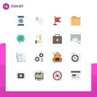 16 Thematic Vector Flat Colors and Editable Symbols of psychology head location brain folder Editable Pack of Creative Vector Design Elements