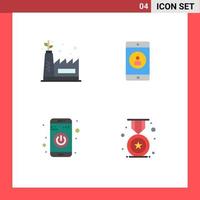 Mobile Interface Flat Icon Set of 4 Pictograms of eco manufacturing turn off application profile award Editable Vector Design Elements