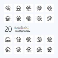 20 Cloud Technology Line icon Pack like online file cloud access data vector