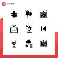 Pictogram Set of 9 Simple Solid Glyphs of chemistry shopping gallery shop mobile Editable Vector Design Elements