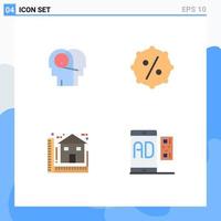 4 Universal Flat Icon Signs Symbols of better construction human sale house Editable Vector Design Elements