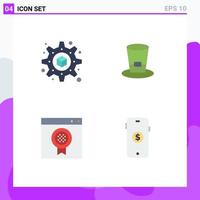 Set of 4 Modern UI Icons Symbols Signs for printing online drink award market Editable Vector Design Elements