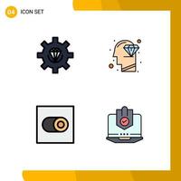 4 User Interface Filledline Flat Color Pack of modern Signs and Symbols of coding settings process head toggle Editable Vector Design Elements