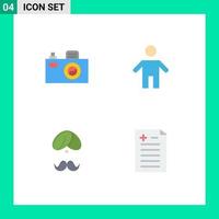 4 User Interface Flat Icon Pack of modern Signs and Symbols of camera indian dad people people Editable Vector Design Elements