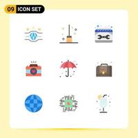 Modern Set of 9 Flat Colors and symbols such as couple photography video cam calendar cam spanner Editable Vector Design Elements