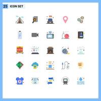 Pack of 25 Modern Flat Colors Signs and Symbols for Web Print Media such as focus group marker data location professions Editable Vector Design Elements