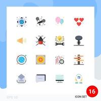 Pictogram Set of 16 Simple Flat Colors of biology volume balloon speaker play Editable Pack of Creative Vector Design Elements