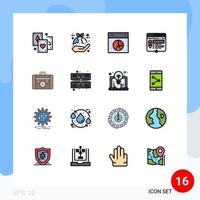 Universal Icon Symbols Group of 16 Modern Flat Color Filled Lines of website layout leaf edit pie Editable Creative Vector Design Elements