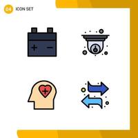 4 Thematic Vector Filledline Flat Colors and Editable Symbols of battery love cam information switch Editable Vector Design Elements