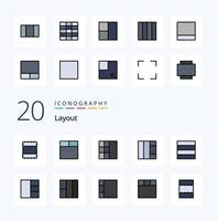 20 Layout Line Filled Color icon Pack like rotate screen full screen full screen view vector