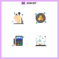 Pack of 4 Modern Flat Icons Signs and Symbols for Web Print Media such as art accounting user modeling api calculator Editable Vector Design Elements