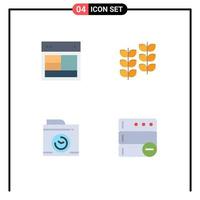 Mobile Interface Flat Icon Set of 4 Pictograms of design camera web leafe big think Editable Vector Design Elements