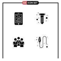 User Interface Pack of 4 Basic Solid Glyphs of graph business mobile hardware people Editable Vector Design Elements