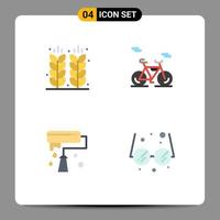 Group of 4 Modern Flat Icons Set for agriculture brush field transport roller Editable Vector Design Elements