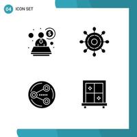 Editable Vector Line Pack of 4 Simple Solid Glyphs of account media helm share window Editable Vector Design Elements