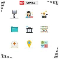 Universal Icon Symbols Group of 9 Modern Flat Colors of file document manager computer folder Editable Vector Design Elements