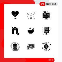 Pictogram Set of 9 Simple Solid Glyphs of minus estate necklace delete business solution Editable Vector Design Elements