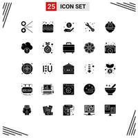 25 Universal Solid Glyphs Set for Web and Mobile Applications nature cart discount basket service Editable Vector Design Elements