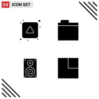 4 Universal Solid Glyphs Set for Web and Mobile Applications align loudspeaker up storage professional Editable Vector Design Elements