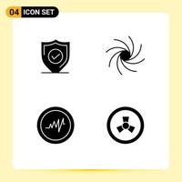 Set of 4 Modern UI Icons Symbols Signs for confirm mutation secure universe zombie Editable Vector Design Elements