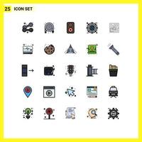 Group of 25 Modern Filled line Flat Colors Set for idea line speaker expand archive Editable Vector Design Elements