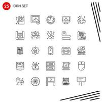 25 Universal Line Signs Symbols of plane fly internet security information Editable Vector Design Elements