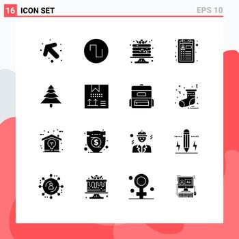 16 Solid Glyph concept for Websites Mobile and Apps coding tree pancake plant resume Editable Vector Design Elements