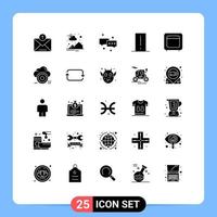 Group of 25 Solid Glyphs Signs and Symbols for bank gadget chat electronics biology meter Editable Vector Design Elements