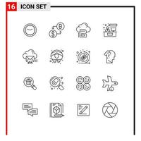 Universal Icon Symbols Group of 16 Modern Outlines of working consulting payment chat cloud Editable Vector Design Elements