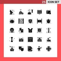 Set of 25 Modern UI Icons Symbols Signs for audio html avatar coding service Editable Vector Design Elements