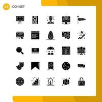 Set of 25 Commercial Solid Glyphs pack for weather nature avatar network connection Editable Vector Design Elements