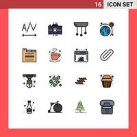 Modern Set of 16 Flat Color Filled Lines Pictograph of theme tab decorations system astronomy Editable Creative Vector Design Elements