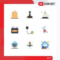 Pack of 9 Modern Flat Colors Signs and Symbols for Web Print Media such as day calendar rubber lantern candle wax Editable Vector Design Elements