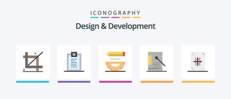 diseño y desarrollo plano 5 5 icono paquete incluso diseño. balde. diseño. lápiz. diseño. creativo íconos diseño vector