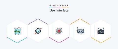 usuario interfaz 25 línea de relleno icono paquete incluso . cámara. flecha. foto. bandeja de entrada vector