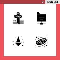 Pictogram Set of 4 Simple Solid Glyphs of american astronomy files arrow space Editable Vector Design Elements