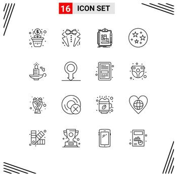 usuario interfaz paquete de dieciséis básico contornos de amor estrellas algoritmo espacio flujo de trabajo editable vector diseño elementos
